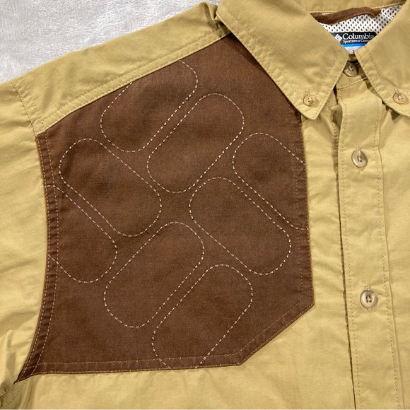 Columbia PHG Tan Brown Hunting Rifle Short Sleeve Button Down Shirt Vented - Picture 4 of 12